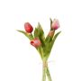 Bouquet de tulipes artificielles LEANA, fuchsia-rose-blanc, 30cm, Ø20cm