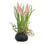 Fleur en plastique Muscari HUNMY en motte de terre, racines, rose, 22cm