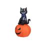 Citrouille d'Halloween LYSANDER avec chat noir, auto-gonflable, LEDs, 100x100x180cm