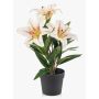Lys artificiel YELTOR dans un pot décoratif, crème-rose, 35 cm, Ø 13 cm