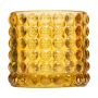 Porte-bougie en verre REMIGIO avec pois en relief, jaune-transparent, 8,5cm, Ø9,5cm