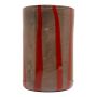 Vase à fleurs cylindrique en verre ELISEO, motif lignes, brun-orange-transparent, 30cm, Ø19cm