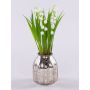 Fleur en plastique Muguet NIKISHA dans un vase en verre, blanc, 20cm
