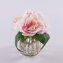 Bouquet de pivoines artificiel VEIKO dans un vase en verre, rose-crème, 15cm