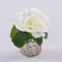 Bouquet de pivoines artificiel VEIKO dans un vase en verre, blanc, 15cm