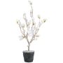 Arbre décoratif Magnolia NANDAL, boule de terre, fleurs, tronc artificiel, effet givré, blanc, 95 cm