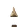Sapin déco DORANA en métal, socle en bois, doré, 10x8x28cm