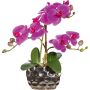 Fleur décorative Orchidée Phalaenopsis BRULFEN, vase décoratif argenté, lilas, 30cm