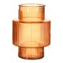 Vase décoratif MADDILYN, en verre, rainures, orange, 20cm, Ø15cm