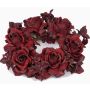 Anneau de bougie en tissu INGA, rose, hortensia, rouge foncé, Ø15cm