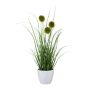 Herbe artificielle Linaigrette BORFI en pot décoratif, panicules, vert, 35cm