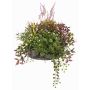 Composition florale artificielle à la lavande et à l'impatiente DANFIR, menthe, trèfle, fougère, blanc-violet-vert, 50cm, Ø32cm