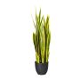 Plante succulente artificielle Sanseveria ZULEN en pot décoratif, vert-jaune, 90cm