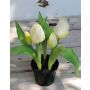 Tulipe en tissu CAITLYN en pot décoratif, blanc-vert, 25cm, Ø2-6cm