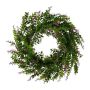 Couronne décorative de fragon petit-houx BILRO avec des fleurs, vert-lilas, Ø60cm