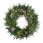 Couronne décorative de pin, de cyprès et d'eucalyptus ZAPRI avec des pommes de pin, vert, Ø60cm