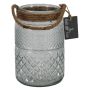 Bocal à bougie OPALUS avec cordon, motif losange, transparent, 19cm, Ø12cm