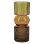 Vase décoratif en verre NIAMH avec des rainures, cognac-ambre-brun-transparent, 25,3cm, Ø10cm