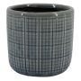 Pot à plantes RESCHADA, céramique, motif à carreaux, bleu, 12,5cm, Ø13,2cm