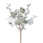 Plante artificielle Eucalyptus ZORHEN, tige, fruits, aspect givré, vert-gris, 28cm