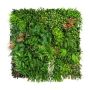 Tapis de plantes artificielles / haie LEILAI, fleurs, crossdoor, vert-blanc-rouge, 100x100cm
