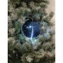Boule de sapin de Noël LUVELIA avec LEDs, 5 pièces, bleu foncé brillant, Ø8cm
