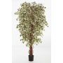 Faux ficus benjamina DAKU, troncs naturels, vert-blanc, 90cm