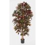 Croton artificiel CARA, troncs naturels, vert-rouge, 150cm