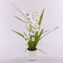 Cymbidium artificiel SHANIA, pot en céramique, blanc-brun, 50cm, Ø3-4cm