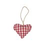 Suspension déco cœur FANNAR en coton, kariert, rouge-blanc, Ø10cm