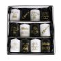 Bougies plates de la Saint-Sylvestre OVILA, lot de 12, noir-blanc-or, 8 cm, Ø 6 cm - Fabriquées en Allemagne
