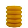 Bougie bloc MONISHA avec des rainures horizontales, ocre jaune, 11cm, Ø9cm, 69h - Made in Germany