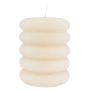 Bougie bloc MONISHA avec des rainures horizontales, crème, 11cm, Ø9cm, 69h - Made in Germany