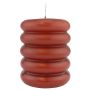 Bougie bloc MONISHA avec des rainures horizontales, vieux rouge, 11cm, Ø9cm, 69h - Made in Germany