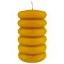Bougie bloc MONISHA avec des rainures horizontales, ocre jaune, 15cm, Ø9cm, 69h - Made in Germany