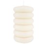 Bougie bloc MONISHA avec des rainures horizontales, crème, 15cm, Ø9cm, 69h - Made in Germany
