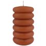Bougie bloc MONISHA avec des rainures horizontales, cognac, 15cm, Ø9cm, 69h - Made in Germany