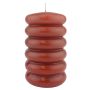 Bougie bloc MONISHA avec des rainures horizontales, vieux rouge, 15cm, Ø9cm, 69h - Made in Germany