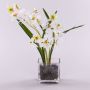 Orchidée Dendrobium artificielle ZUZA en verre décoratif, blanc-vert, 35cm