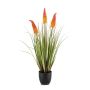 Kniphofia artificiel FLORENS en pot décoratif, rouge-orange, 90cm