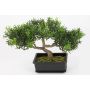 Faux bonsaï arbre à thé KIRIAN, racines, coupe déco, vert, 25cm