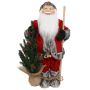 Figurine de Père Noël HENNING, arbre de Noël, bâton en bois, rouge-gris, 24x14x45cm