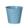 Pot à plantes rond MICOLATO avec rainures, zinc, bleu clair, 16cm, Ø20,5cm