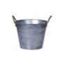 Pot de fleurs rond BIMETO avec poignées, en zinc, argenté, 18,5 cm, Ø 22,5 cm
