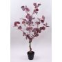 Arbre décoratif Eucalyptus WISCHERA, fruits, tronc artificiel, pot décoratif, rouge bourgogne-gris, 90cm