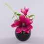 Magnolia artificiel FEMI dans un pot en céramique noir, rose vif, 20 cm, Ø 17 cm