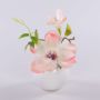 Magnolia artificiel FEMI dans un pot en céramique blanc, crème-abricot, 20 cm, Ø 17 cm