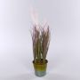 Pennisetum alopecuroides artificiel SVERRE avec des panicules, pot en zinc, rose-vert, 50cm