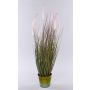 Pennisetum alopecuroides artificiel SVERRE avec des panicules, pot en zinc, rose-vert, 80cm