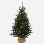 Sapin de Noël artificiel HANKO, LED, sac en jute, 90cm, Ø60cm